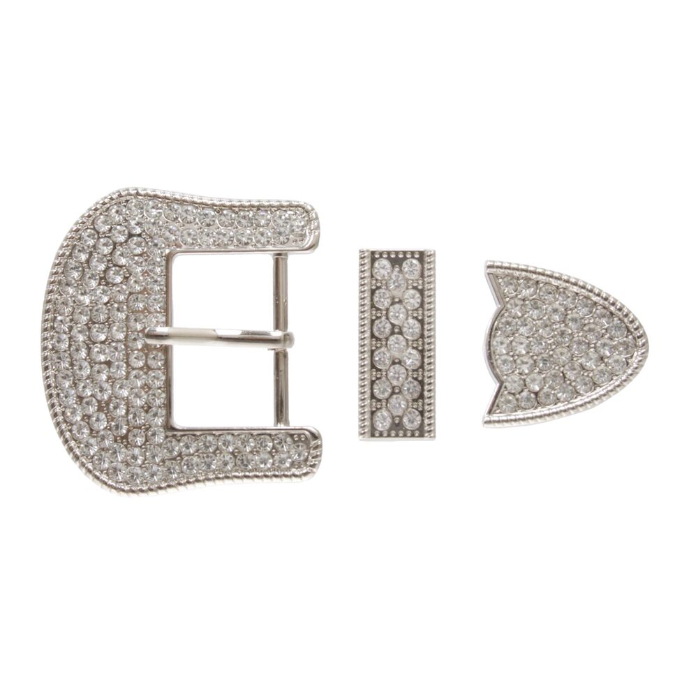 7719 Western Crystal Rhinestone 3-Piece Belt Buckle Set - Fits 1 1/2" 38mm